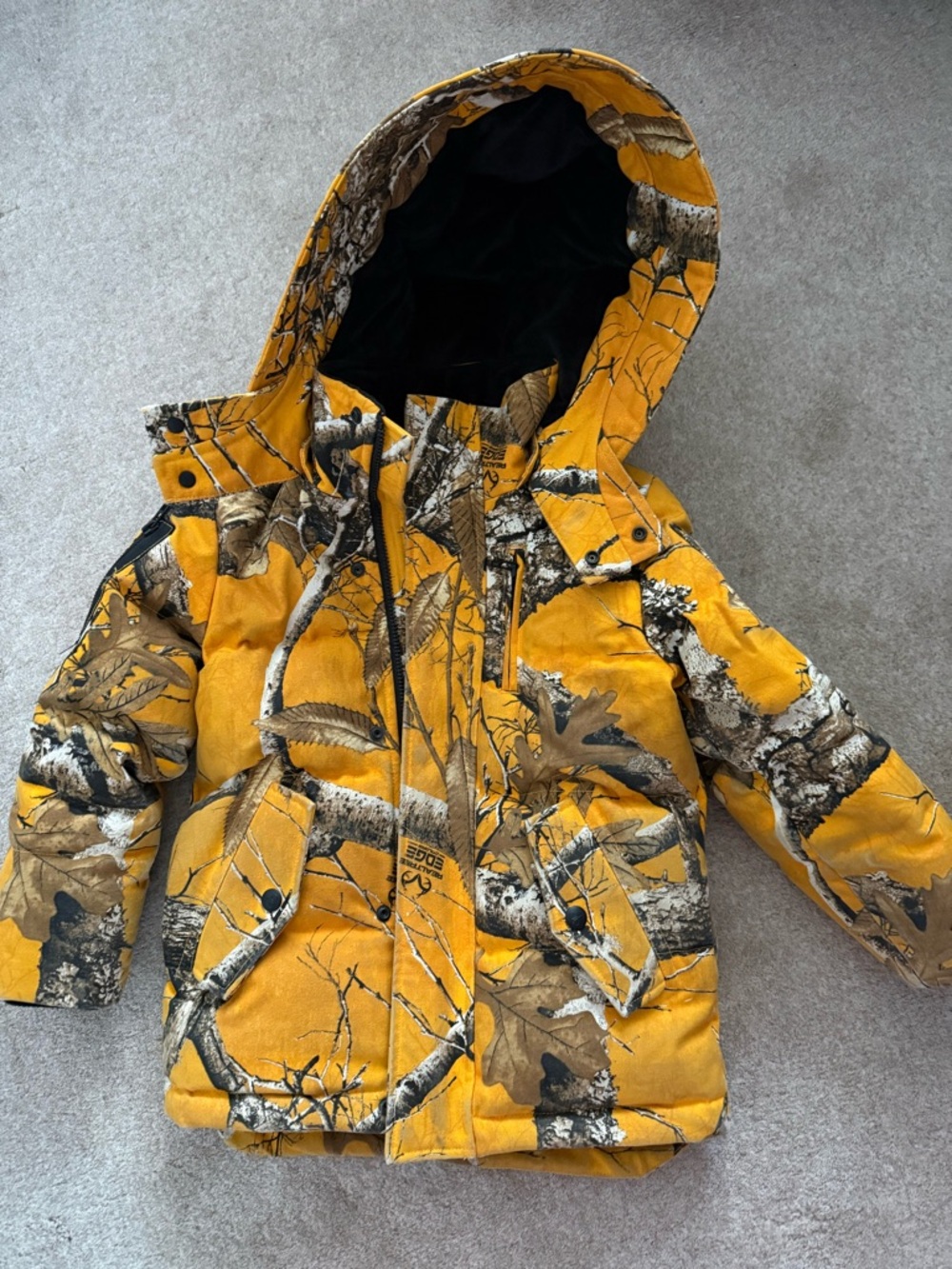 MOOSE Yellow Camo Hooded Puffer Jacket